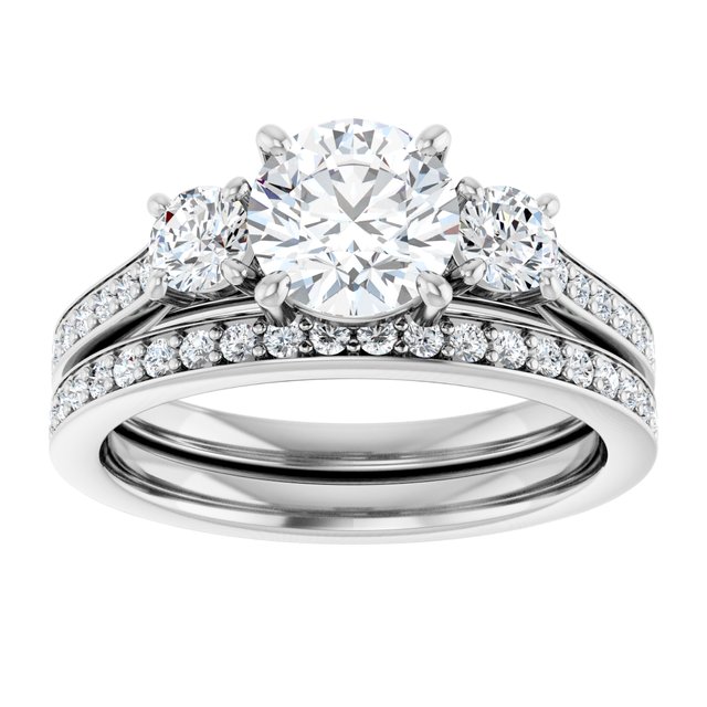 1.46 tcw Round Lab-Grown GH/VS2+ Sculptural Three Stone Engagement Ring in PLAT | AllComponents_ViewS 1.46 tcw Round Lab-Grown GH/VS2+ Sculptural Three Stone Engagement Ring in PLAT | AllComponents_ViewS