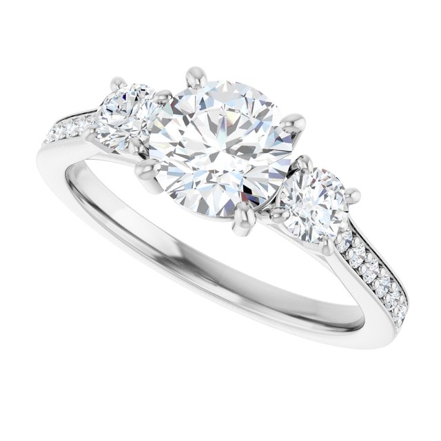 1.46 tcw Round Lab-Grown GH/VS2+ Sculptural Three Stone Engagement Ring in PLAT | View5 1.46 tcw Round Lab-Grown GH/VS2+ Sculptural Three Stone Engagement Ring in PLAT | View5