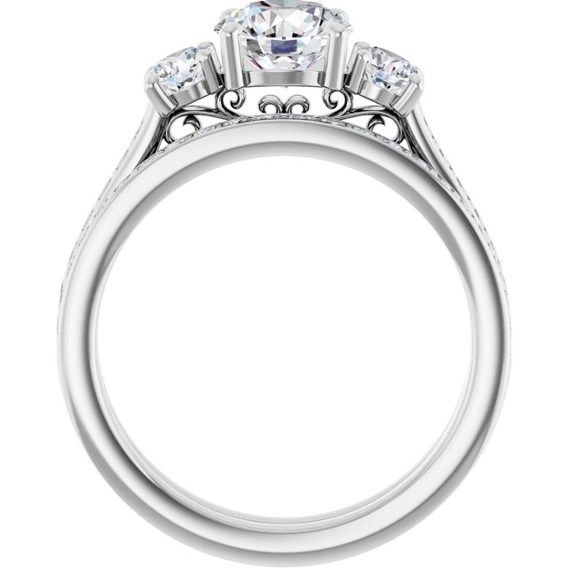 1.46 tcw Round Lab-Grown GH/VS2+ Sculptural Three Stone Engagement Ring in PLAT | AllComponents_ViewB_4 1.46 tcw Round Lab-Grown GH/VS2+ Sculptural Three Stone Engagement Ring in PLAT | AllComponents_ViewB_4