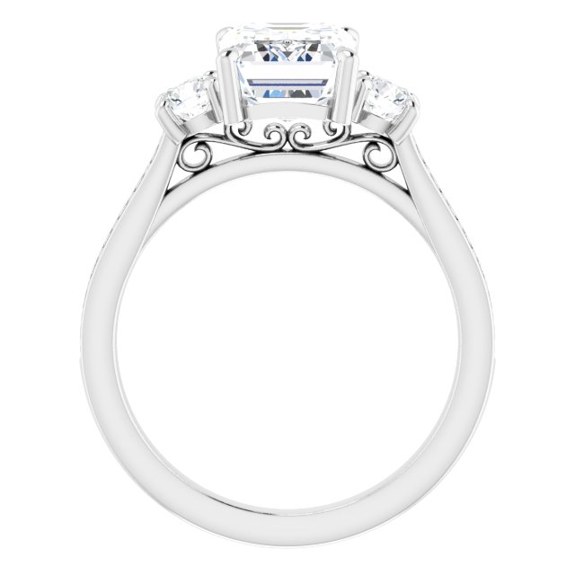 2.98 tcw Emerald Diamond EF/VS1+ Sculptural Three Stone Engagement Ring in PLAT | ViewB_4