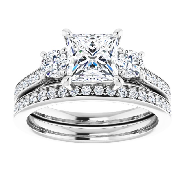 1.78 tcw Square Diamond D/VVS2+ Sculptural Three Stone Engagement Ring in 14KW | AllComponents_ViewS