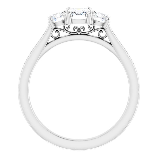 1.06 tcw Emerald Diamond D/VVS2+ Sculptural Three Stone Engagement Ring in 14KW | ViewB_4 1.06 tcw Emerald Diamond D/VVS2+ Sculptural Three Stone Engagement Ring in 14KW | ViewB_4