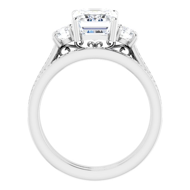 2.98 tcw Emerald Diamond EF/VS1+ Sculptural Three Stone Engagement Ring in PLAT | AllComponents_ViewB_4
