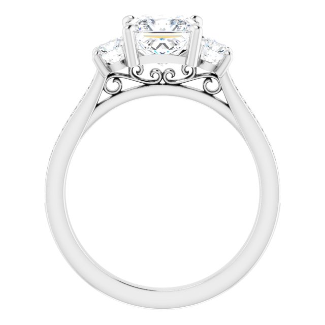 1.78 tcw Square Diamond D/VVS2+ Sculptural Three Stone Engagement Ring in 14KW | ViewB_4