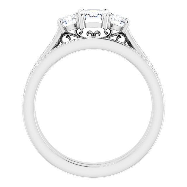 1.06 tcw Emerald Diamond D/VVS2+ Sculptural Three Stone Engagement Ring in 14KW | AllComponents_ViewB_4 1.06 tcw Emerald Diamond D/VVS2+ Sculptural Three Stone Engagement Ring in 14KW | AllComponents_ViewB_4