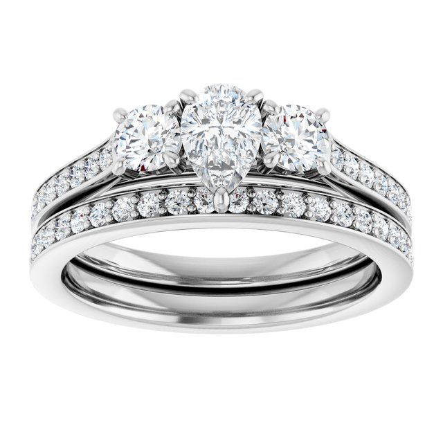 0.91 tcw Pear Diamond GH/VS2+ Sculptural Three Stone Engagement Ring in 18KW | AllComponents_ViewS 0.91 tcw Pear Diamond GH/VS2+ Sculptural Three Stone Engagement Ring in 18KW | AllComponents_ViewS