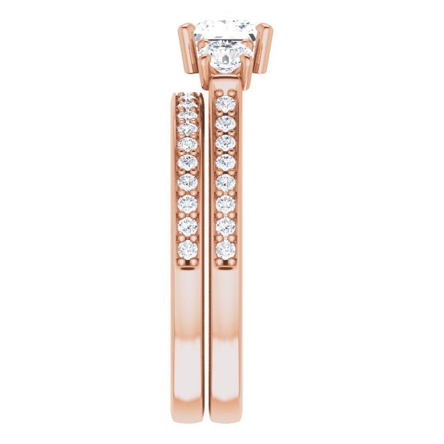 1.28 tcw Square Diamond EF/VS1+ Sculptural Three Stone Engagement Ring in 18KR | AllComponents_ViewE