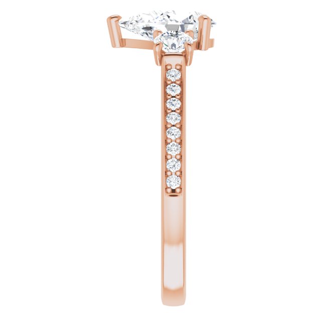 1.98 tcw Pear Diamond GH/VS2+ Sculptural Three Stone Engagement Ring in 14KR | ViewE 1.98 tcw Pear Diamond GH/VS2+ Sculptural Three Stone Engagement Ring in 14KR | ViewE