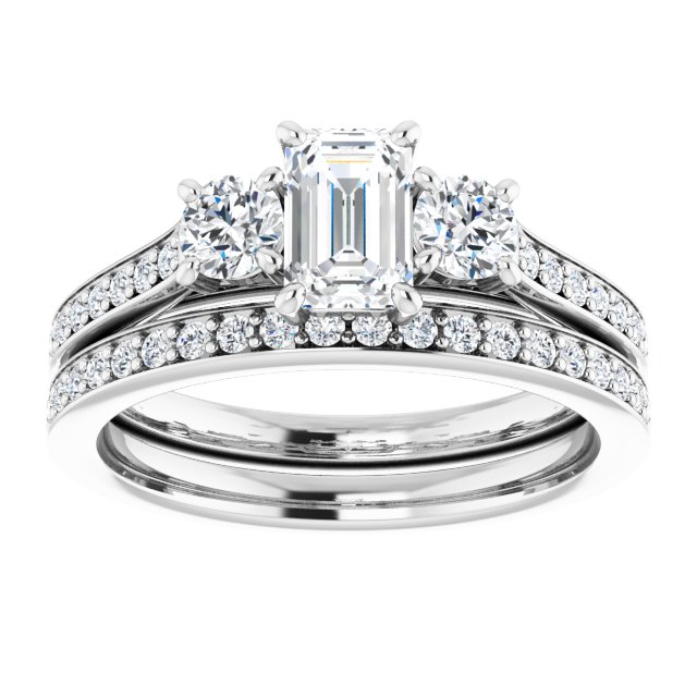 1.06 tcw Emerald Diamond D/VVS2+ Sculptural Three Stone Engagement Ring in 14KW | AllComponents_ViewS 1.06 tcw Emerald Diamond D/VVS2+ Sculptural Three Stone Engagement Ring in 14KW | AllComponents_ViewS
