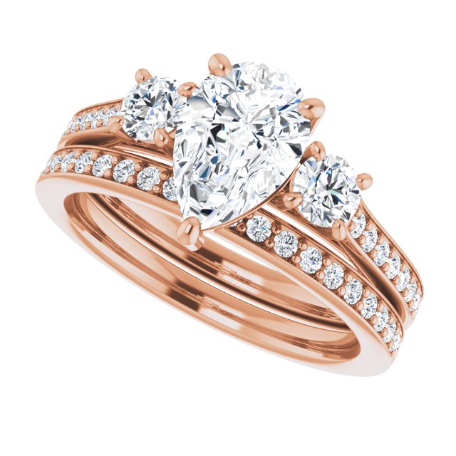1.98 tcw Pear Diamond GH/VS2+ Sculptural Three Stone Engagement Ring in 14KR | AllComponents_View5 1.98 tcw Pear Diamond GH/VS2+ Sculptural Three Stone Engagement Ring in 14KR | AllComponents_View5