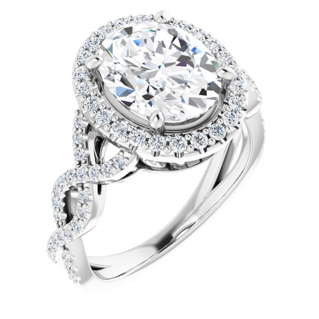 3.48 Tcw Oval Lab-Grown GH/VS2+ Sculptural Halo Engagement Ring in 14KW | ViewA 3.48 Tcw Oval Lab-Grown GH/VS2+ Sculptural Halo Engagement Ring in 14KW | ViewA