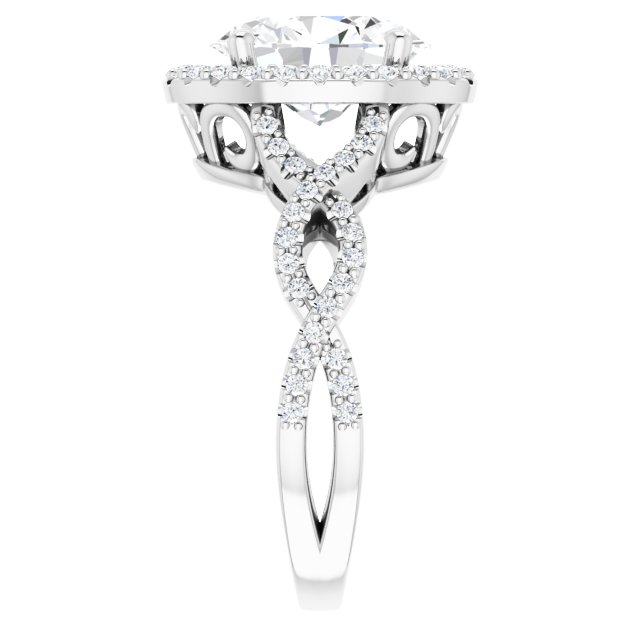 3.48 Tcw Oval Lab-Grown GH/VS2+ Sculptural Halo Engagement Ring in 14KW | ViewE 3.48 Tcw Oval Lab-Grown GH/VS2+ Sculptural Halo Engagement Ring in 14KW | ViewE