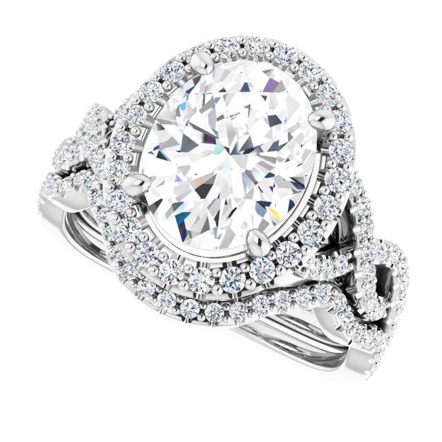 3.48 Tcw Oval Lab-Grown GH/VS2+ Sculptural Halo Engagement Ring in 14KW | AllComponents_View5 3.48 Tcw Oval Lab-Grown GH/VS2+ Sculptural Halo Engagement Ring in 14KW | AllComponents_View5