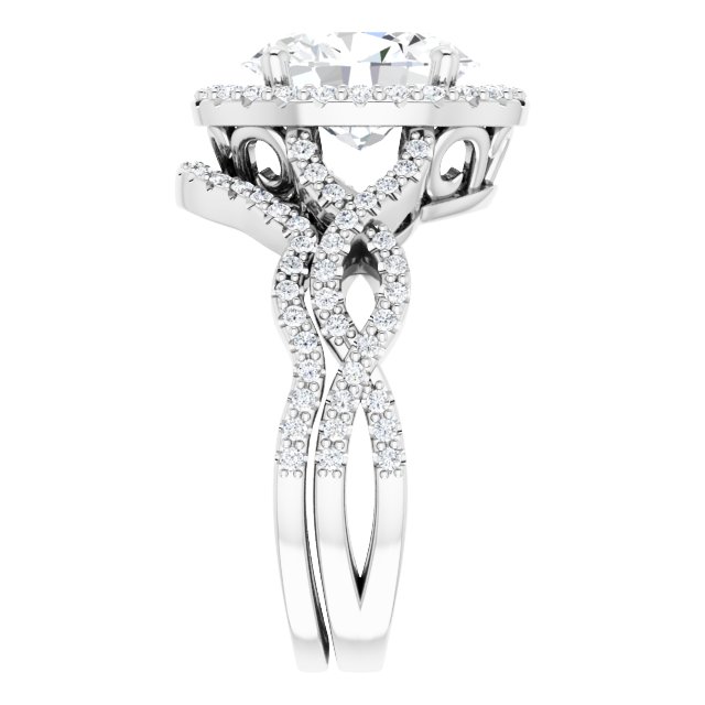 3.48 Tcw Oval Lab-Grown GH/VS2+ Sculptural Halo Engagement Ring in 14KW | AllComponents_ViewE 3.48 Tcw Oval Lab-Grown GH/VS2+ Sculptural Halo Engagement Ring in 14KW | AllComponents_ViewE