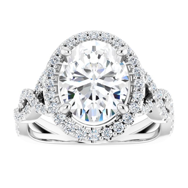 3.48 Tcw Oval Lab-Grown GH/VS2+ Sculptural Halo Engagement Ring in 14KW | ViewS 3.48 Tcw Oval Lab-Grown GH/VS2+ Sculptural Halo Engagement Ring in 14KW | ViewS