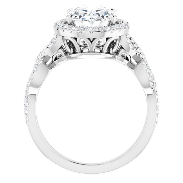 3.48 Tcw Oval Lab-Grown GH/VS2+ Sculptural Halo Engagement Ring in 14KW | ViewB_4 3.48 Tcw Oval Lab-Grown GH/VS2+ Sculptural Halo Engagement Ring in 14KW | ViewB_4