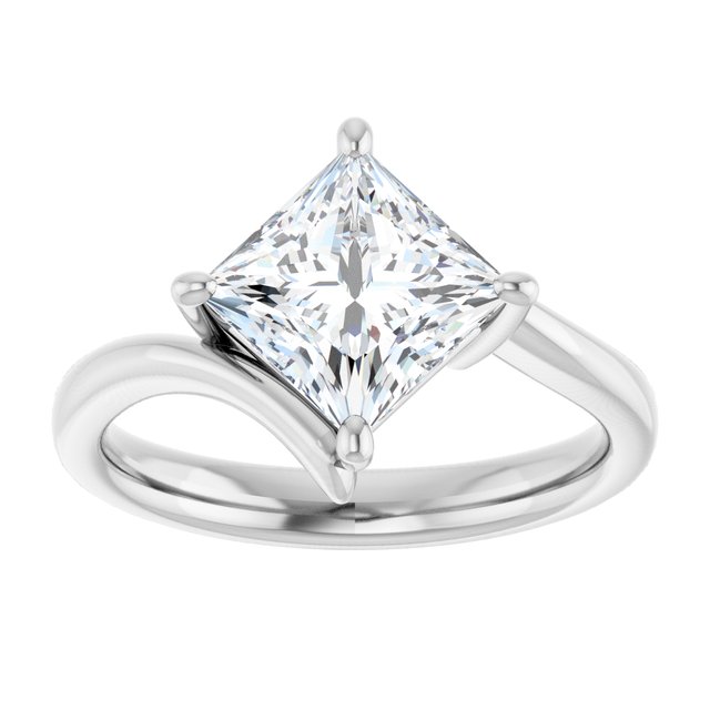 2.10 carat Square Moissanite DEF/VVS Modern Solitaire Engagement Ring in PLAT | ViewS