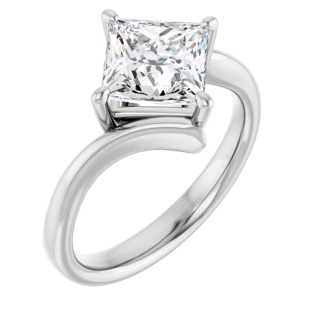2.10 carat Square Moissanite DEF/VVS Modern Solitaire Engagement Ring in PLAT | ViewA