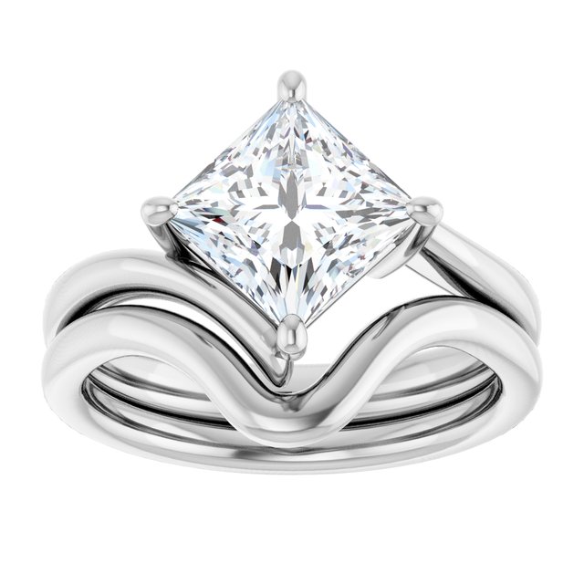 2.10 carat Square Moissanite DEF/VVS Modern Solitaire Engagement Ring in PLAT | AllComponents_ViewS
