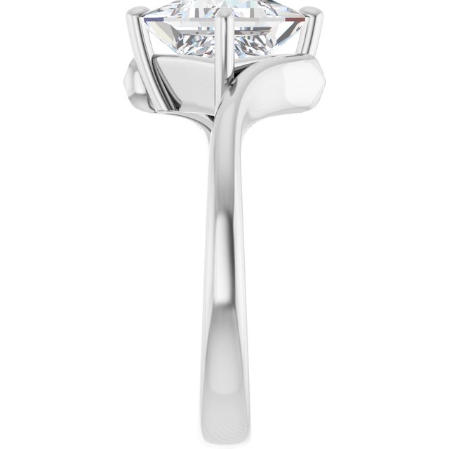 2.10 carat Square Moissanite DEF/VVS Modern Solitaire Engagement Ring in PLAT | ViewE