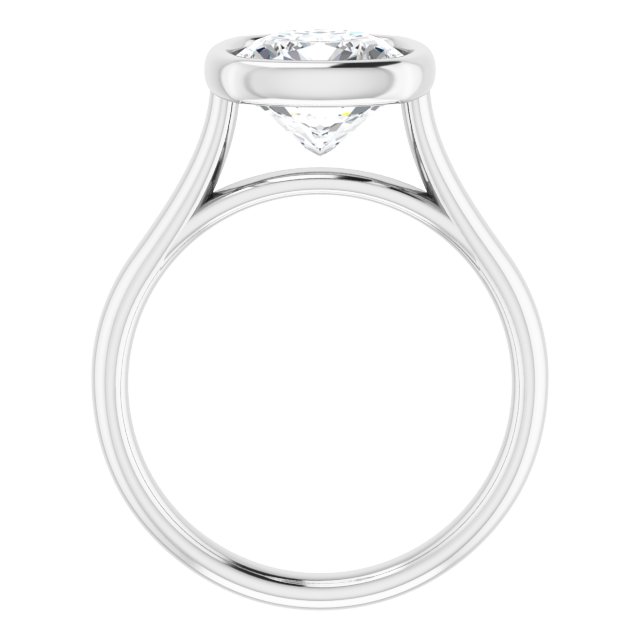 2.40 carat Cushion Moissanite DEF/VVS Bezel Solitaire Engagement Ring in 14KW | ViewB_4 2.40 carat Cushion Moissanite DEF/VVS Bezel Solitaire Engagement Ring in 14KW | ViewB_4