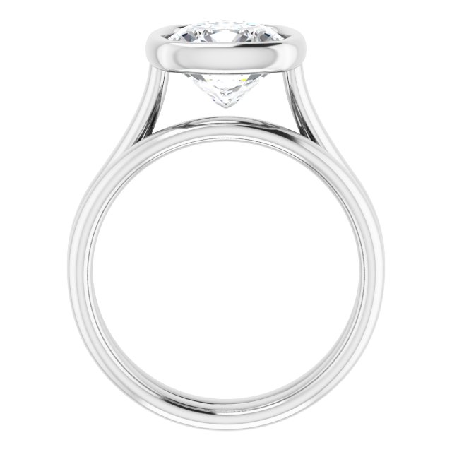 2.40 carat Cushion Moissanite DEF/VVS Bezel Solitaire Engagement Ring in 14KW | AllComponents_ViewB_4 2.40 carat Cushion Moissanite DEF/VVS Bezel Solitaire Engagement Ring in 14KW | AllComponents_ViewB_4