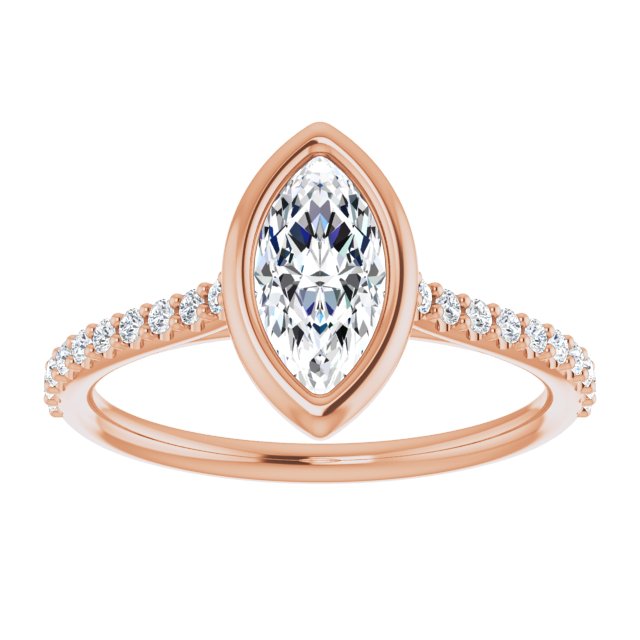 0.90 Marquise Diamond D/VVS2+ Bezel Sidestone Engagement Ring in 14KR | ViewS 0.90 Marquise Diamond D/VVS2+ Bezel Sidestone Engagement Ring in 14KR | ViewS