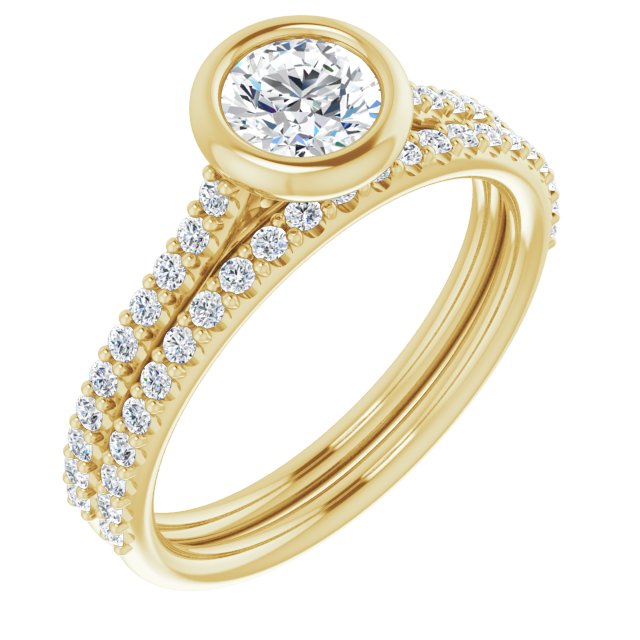 0.70 Round Diamond D/VVS2+ Bezel Sidestone Engagement Ring in 18KY | AllComponents_ViewA 0.70 Round Diamond D/VVS2+ Bezel Sidestone Engagement Ring in 18KY | AllComponents_ViewA