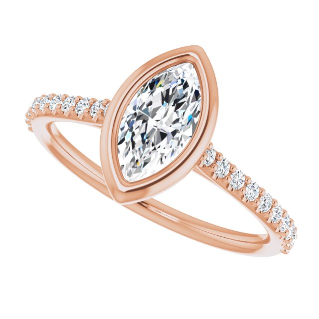0.90 Marquise Diamond D/VVS2+ Bezel Sidestone Engagement Ring in 14KR | View5 0.90 Marquise Diamond D/VVS2+ Bezel Sidestone Engagement Ring in 14KR | View5