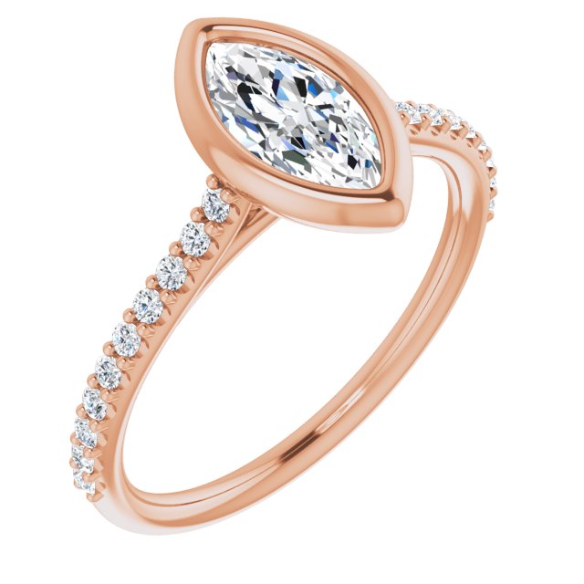 0.90 Marquise Diamond D/VVS2+ Bezel Sidestone Engagement Ring in 14KR | ViewA 0.90 Marquise Diamond D/VVS2+ Bezel Sidestone Engagement Ring in 14KR | ViewA