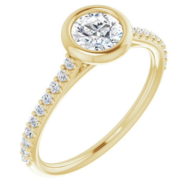0.70 Round Diamond D/VVS2+ Bezel Sidestone Engagement Ring in 18KY | ViewA 0.70 Round Diamond D/VVS2+ Bezel Sidestone Engagement Ring in 18KY | ViewA