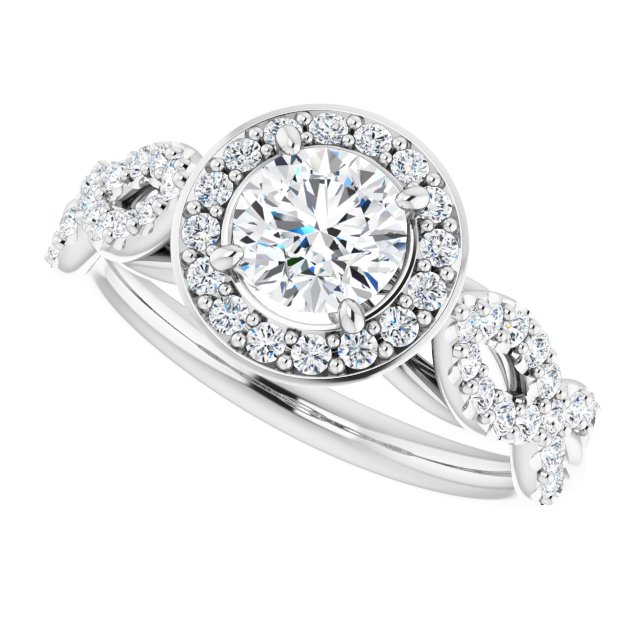 1.04 Tcw Round Diamond GH/VS2+ Infinity Halo Engagement Ring in 14KW | View5