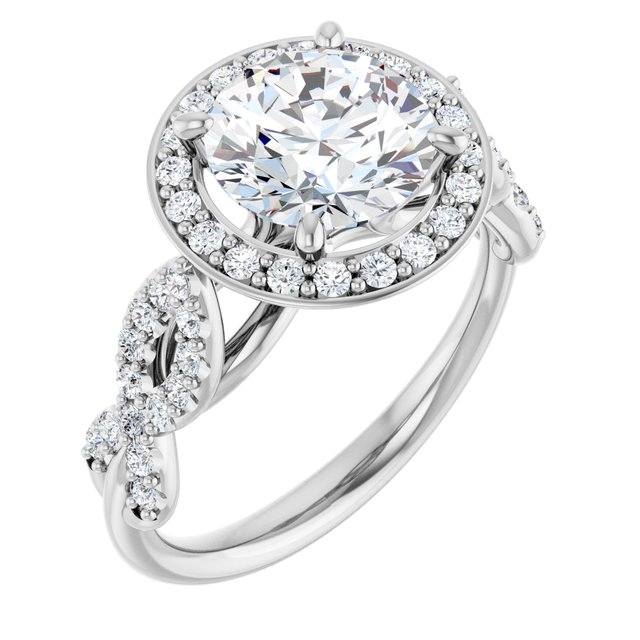 2.48 Tcw Round Moissanite DEF/VVS Infinity Halo Engagement Ring in 14KW | ViewA 2.48 Tcw Round Moissanite DEF/VVS Infinity Halo Engagement Ring in 14KW | ViewA
