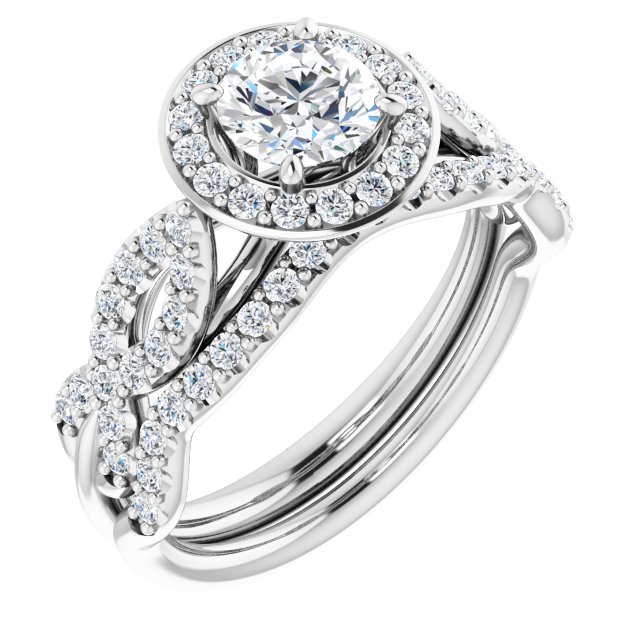 1.04 Tcw Round Diamond GH/VS2+ Infinity Halo Engagement Ring in 14KW | AllComponents_ViewA
