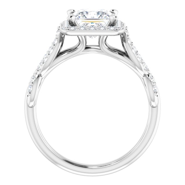 1.78 Tcw Square Moissanite DEF/VVS Infinity Halo Engagement Ring in 14KW | ViewB_4