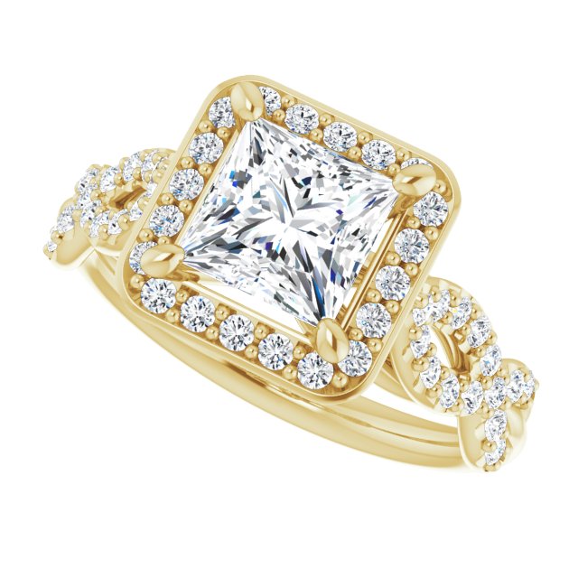 1.78 Tcw Square Diamond EF/VS1+ Infinity Halo Engagement Ring in 18KY | View5