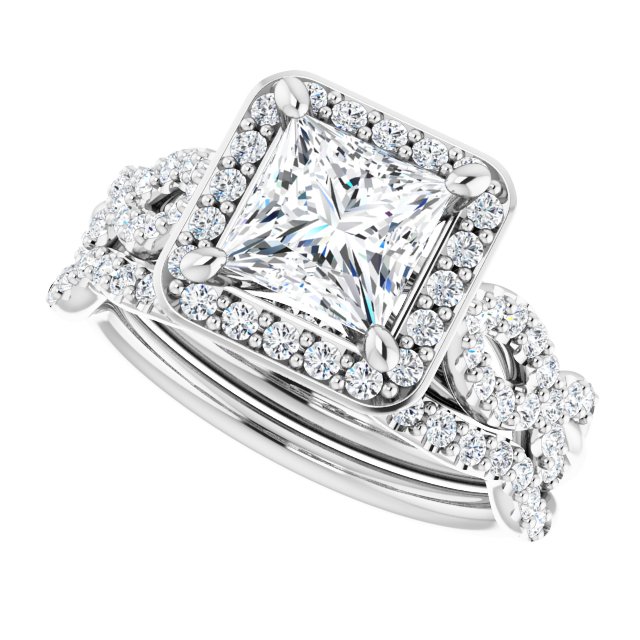 1.78 Tcw Square Moissanite DEF/VVS Infinity Halo Engagement Ring in 14KW | AllComponents_View5