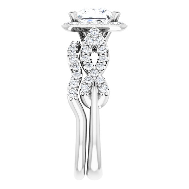 1.78 Tcw Square Moissanite DEF/VVS Infinity Halo Engagement Ring in 14KW | AllComponents_ViewE