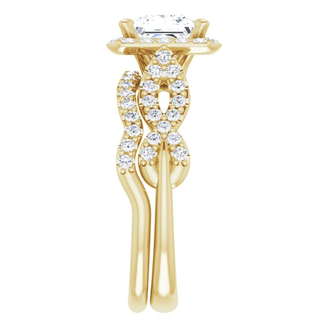 1.78 Tcw Square Diamond EF/VS1+ Infinity Halo Engagement Ring in 18KY | AllComponents_ViewE