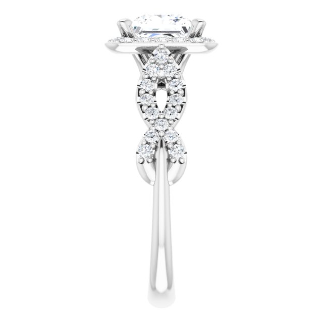 1.78 Tcw Square Moissanite DEF/VVS Infinity Halo Engagement Ring in 14KW | ViewE