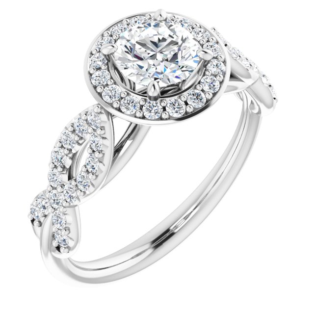 1.04 Tcw Round Diamond GH/VS2+ Infinity Halo Engagement Ring in 14KW | ViewA