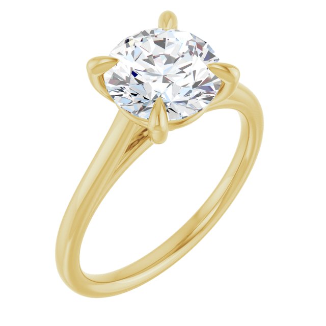 2.20 carat Round Moissanite DEF/VVS Classic Solitaire Engagement Ring in 18KY | ViewA 2.20 carat Round Moissanite DEF/VVS Classic Solitaire Engagement Ring in 18KY | ViewA