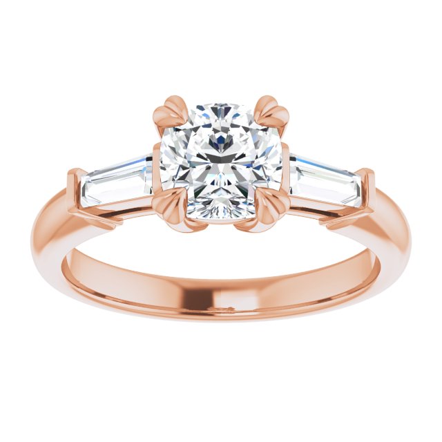 1.46 tcw Cushion Diamond EF/VS1+ Classic Three Stone Engagement Ring in 18KR | ViewS