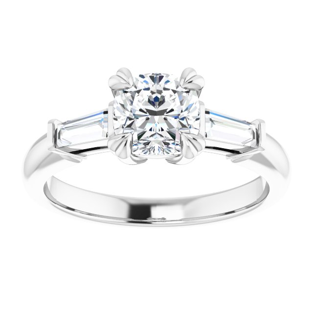 1.46 tcw Cushion Diamond D/VVS2+ Classic Three Stone Engagement Ring in 18KW | ViewS 1.46 tcw Cushion Diamond D/VVS2+ Classic Three Stone Engagement Ring in 18KW | ViewS
