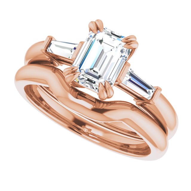 1.31 tcw Emerald Diamond GH/VS2+ Classic Three Stone Engagement Ring in 18KR | AllComponents_View5 1.31 tcw Emerald Diamond GH/VS2+ Classic Three Stone Engagement Ring in 18KR | AllComponents_View5