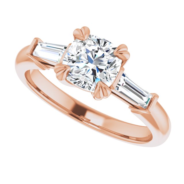 1.46 tcw Cushion Diamond EF/VS1+ Classic Three Stone Engagement Ring in 18KR | View5