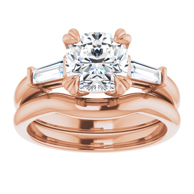2.06 tcw Cushion Moissanite DEF/VVS Classic Three Stone Engagement Ring in 14KR | AllComponents_ViewS 2.06 tcw Cushion Moissanite DEF/VVS Classic Three Stone Engagement Ring in 14KR | AllComponents_ViewS