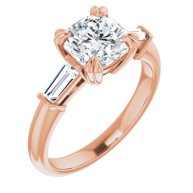 2.06 tcw Cushion Moissanite DEF/VVS Classic Three Stone Engagement Ring in 14KR | ViewA 2.06 tcw Cushion Moissanite DEF/VVS Classic Three Stone Engagement Ring in 14KR | ViewA