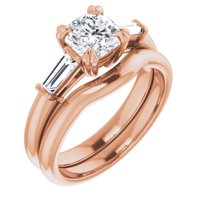 1.46 tcw Cushion Diamond EF/VS1+ Classic Three Stone Engagement Ring in 18KR | AllComponents_ViewA