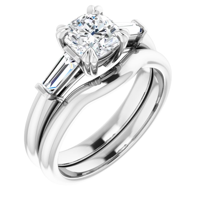 1.46 tcw Cushion Diamond D/VVS2+ Classic Three Stone Engagement Ring in 18KW | AllComponents_ViewA 1.46 tcw Cushion Diamond D/VVS2+ Classic Three Stone Engagement Ring in 18KW | AllComponents_ViewA